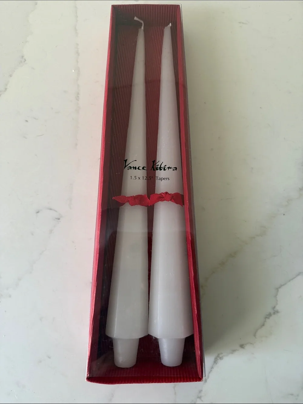 Vintage Vance Kitira White Spire Taper Candles Set of 2